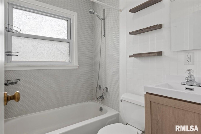 8 Melody Ln, Springfield, IL 62702 - full bath with toilet, vanity, bathtub / shower combination, and tile walls