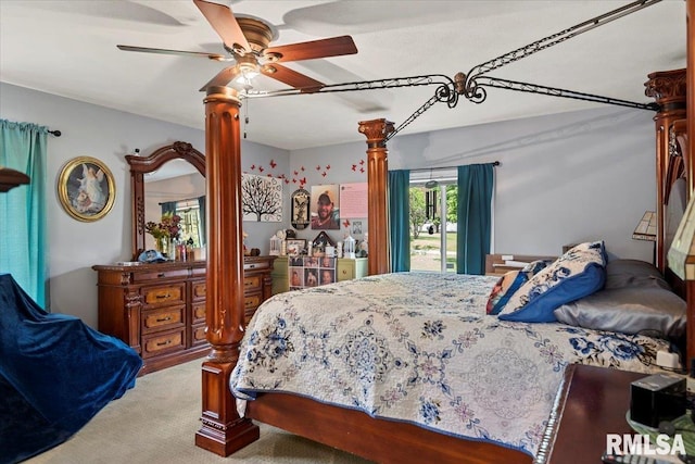 4101 N 8th St, Springfield, IL 62707 - bedroom featuring carpet flooring, decorative columns, and ceiling fan