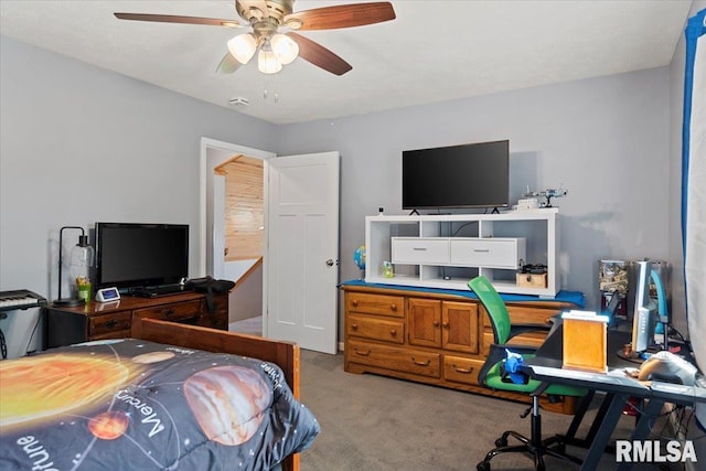 4101 N 8th St, Springfield, IL 62707 - carpeted bedroom featuring an office area and a ceiling fan