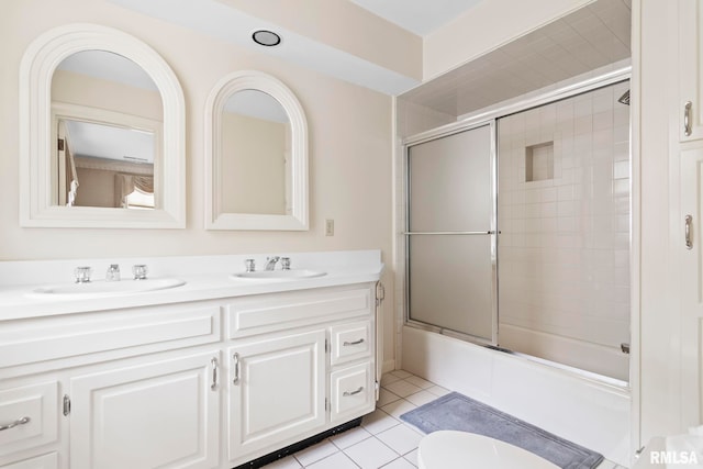 1044 Williams Blvd, Springfield, IL 62704 - full bath with double vanity, combined bath / shower with glass door, and tile patterned flooring