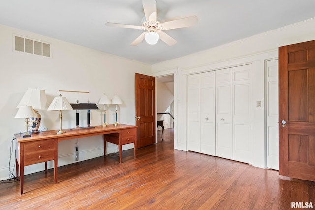 1044 Williams Blvd, Springfield, IL 62704 - office area featuring a ceiling fan and wood finished floors