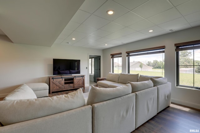 4811 Bitter Ct, Quincy, IL 62305 - living room featuring baseboards, dark wood-type flooring, and recessed lighting