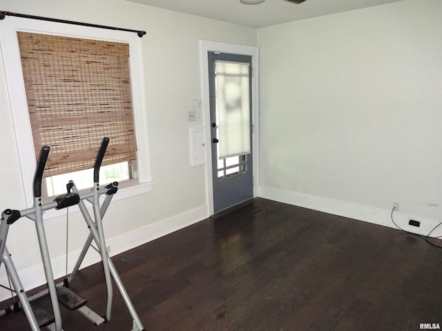 2536 S 10th St, Springfield, IL 62703 - workout area with dark wood-type flooring and baseboards