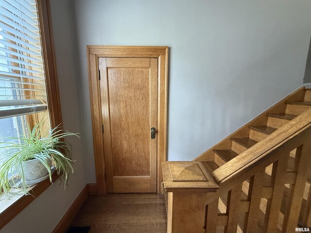 344 S 24th St, Quincy, IL 62301 - stairway featuring wood finished floors and baseboards