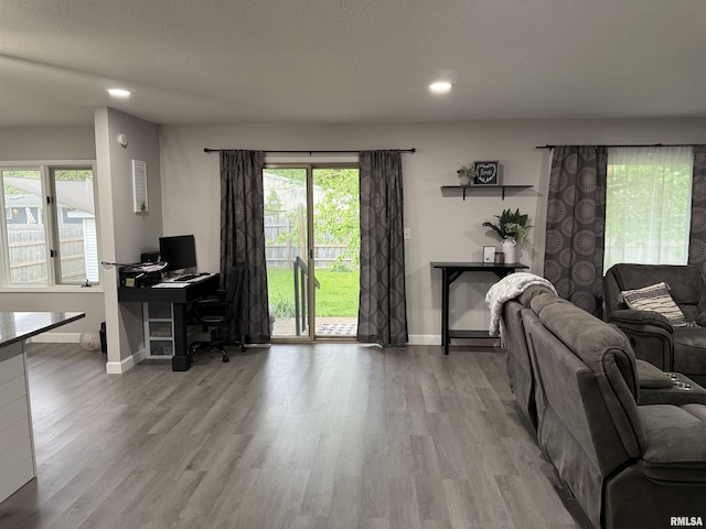 1352 N Lawrence Ave, Taylorville, IL 62568 - living area with an office area, baseboards, plenty of natural light, wood finished floors, and recessed lighting