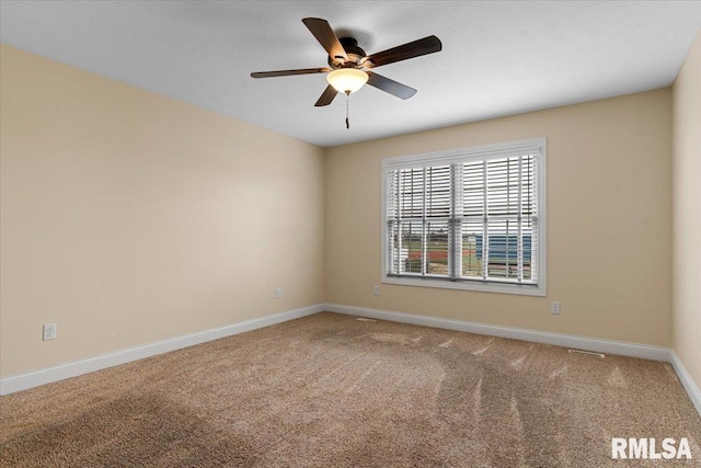 1809 Spartan Dr, Chatham, IL 62629 - spare room featuring carpet floors, baseboards, and ceiling fan