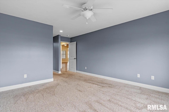 1809 Spartan Dr, Chatham, IL 62629 - spare room with baseboards, light carpet, a ceiling fan, and recessed lighting
