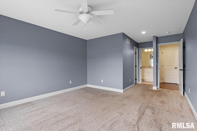 1809 Spartan Dr, Chatham, IL 62629 - unfurnished bedroom with carpet floors, baseboards, recessed lighting, and ensuite bath