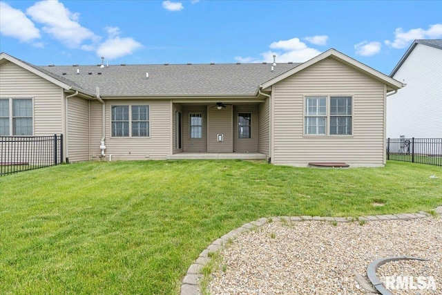 1809 Spartan Dr, Chatham, IL 62629 - back of house featuring a patio, ceiling fan, and a shingled roof