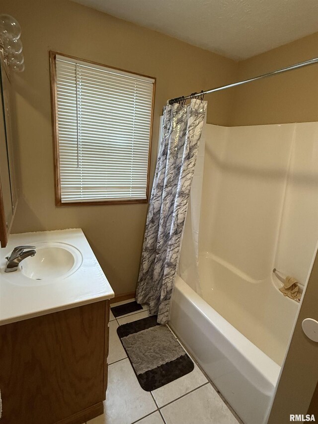 515 Morgan St, Chapin, IL 62628 - bathroom with vanity, shower / bath combo, and tile patterned floors