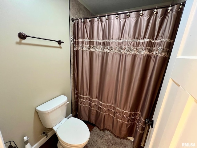 409 W Main St, Williamsville, IL 62693 - bathroom featuring toilet and a shower with shower curtain