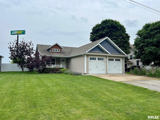 409 W Main St, Williamsville, IL 62693 - view of front of home with driveway, covered porch, an attached garage, and a shingled roof