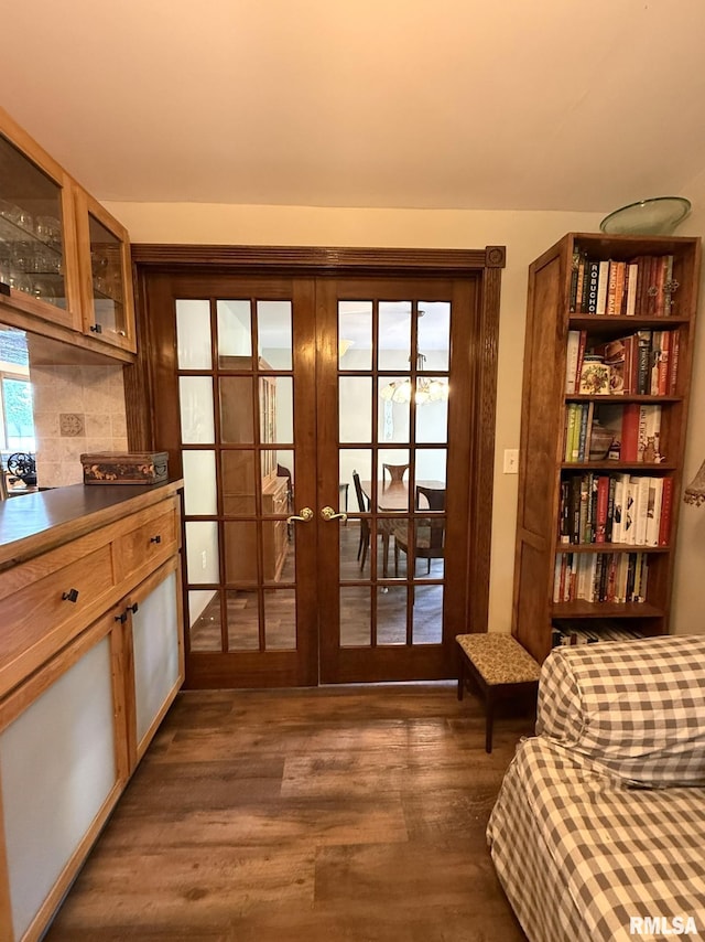 131 E Willard St, Wataga, IL 61488 - doorway to outside with french doors and dark wood-type flooring