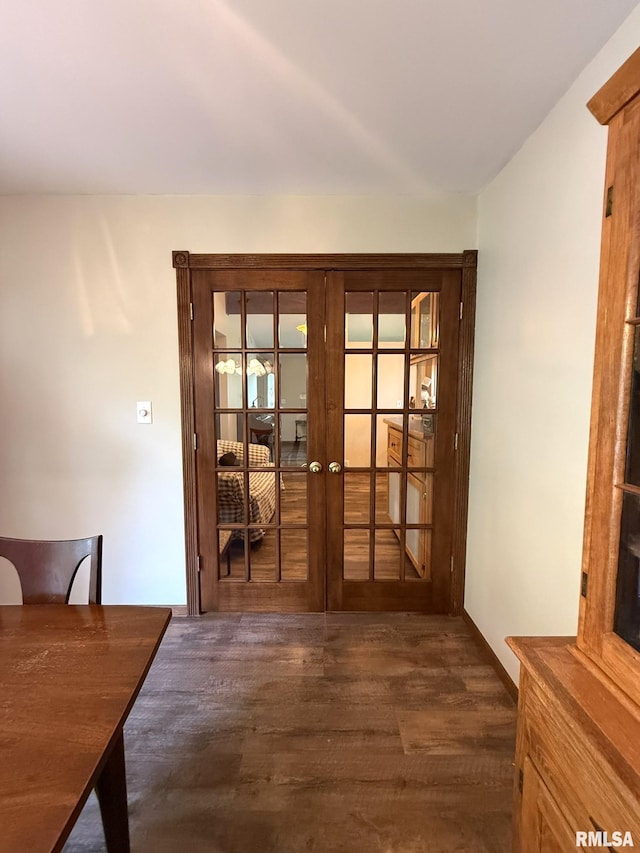 131 E Willard St, Wataga, IL 61488 - doorway to outside featuring french doors and dark wood-style flooring