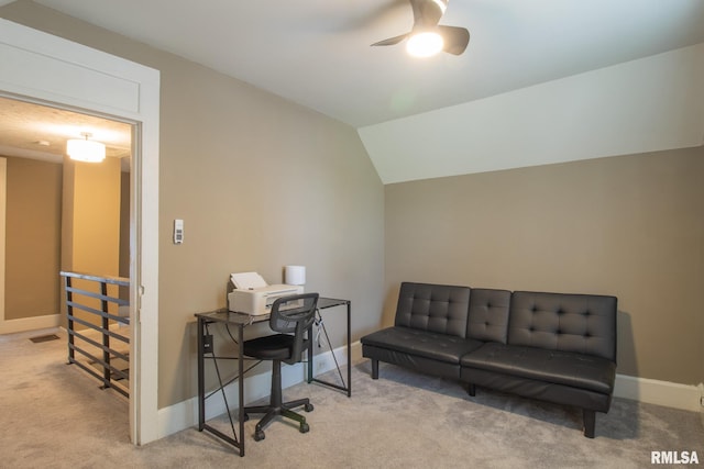 306 N Jefferson St, Abingdon, IL 61410 - carpeted home office with baseboards and ceiling fan