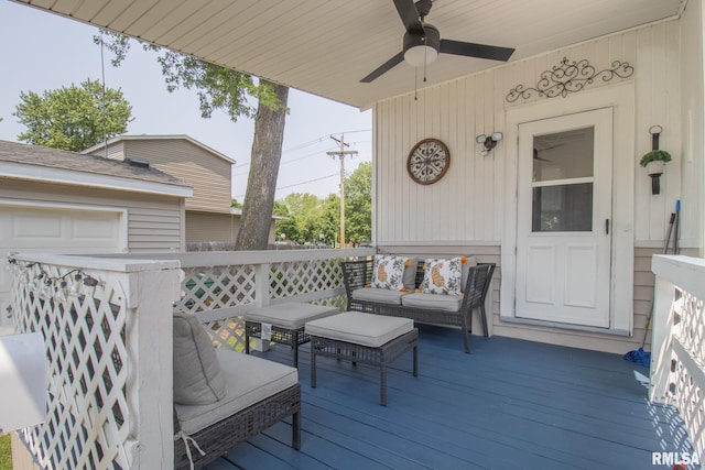 306 N Jefferson St, Abingdon, IL 61410 - wooden deck featuring ceiling fan