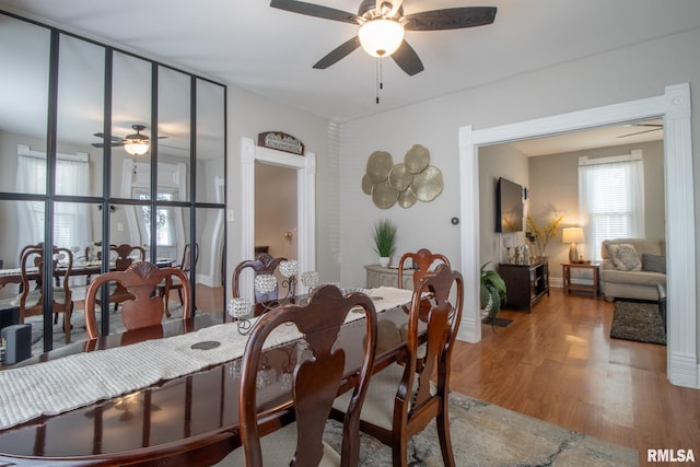 306 N Jefferson St, Abingdon, IL 61410 - dining space with ceiling fan and wood finished floors