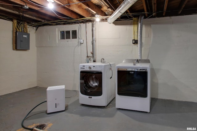 2016 Sycamore St, Quincy, IL 62301 - laundry area featuring electric panel and separate washer and dryer