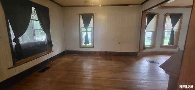 1262 N Broad St, Galesburg, IL 61401 - spare room featuring plenty of natural light, crown molding, wood finished floors, and baseboards