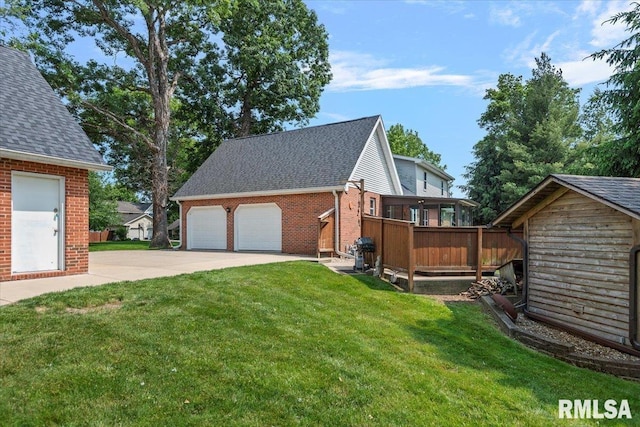 7 Marshall Ct, Springfield, IL 62563 - view of property exterior with a garage, brick siding, a lawn, and a shingled roof