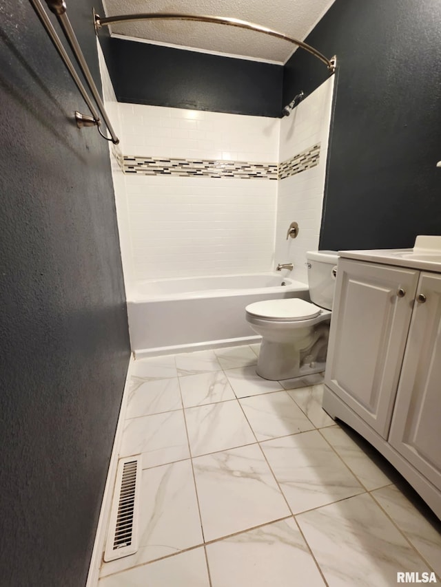 1246 Curtis Creek Rd, Quincy, IL 62301 - full bathroom with tub / shower combination, toilet, vanity, and marble finish flooring
