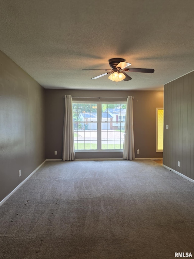 1246 Curtis Creek Rd, Quincy, IL 62301 - spare room with carpet floors, a ceiling fan, a textured ceiling, and baseboards