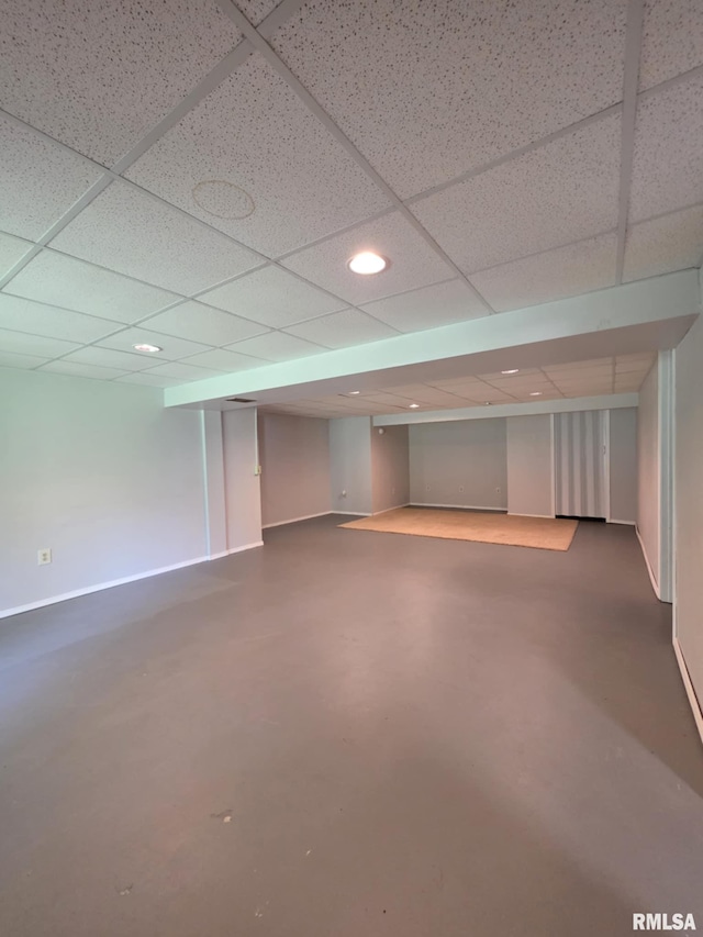 1246 Curtis Creek Rd, Quincy, IL 62301 - finished below grade area with a paneled ceiling, baseboards, and recessed lighting