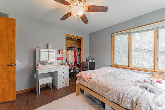 1354 Airport Rd, Lincoln, IL 62656 - bedroom with wood finished floors, a closet, and ceiling fan