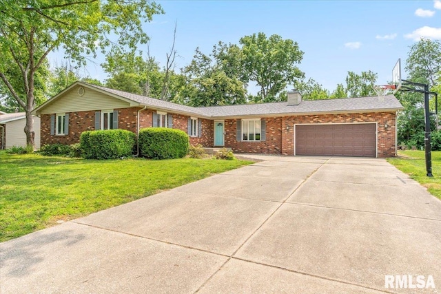 69 Axline Rd, Chatham, IL 62629 - single story home featuring brick siding, concrete driveway, and a garage