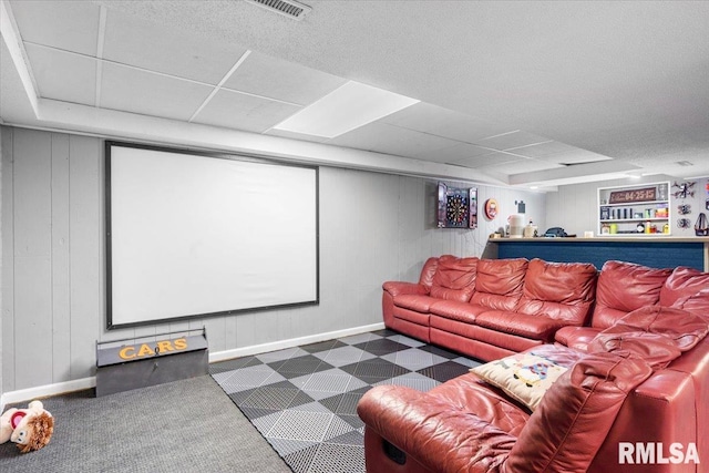 69 Axline Rd, Chatham, IL 62629 - carpeted home theater with baseboards and a drop ceiling
