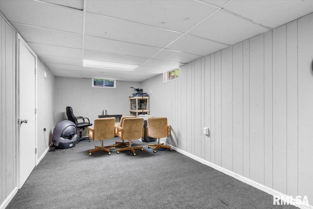 69 Axline Rd, Chatham, IL 62629 - workout room featuring a drop ceiling and carpet flooring