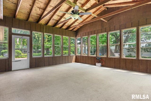 69 Axline Rd, Chatham, IL 62629 - unfurnished sunroom featuring a ceiling fan, lofted ceiling, and healthy amount of natural light