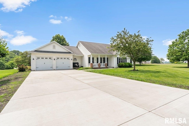 33 Vista Rdg, Petersburg, IL 62675 - single story home with covered porch, an attached garage, a front yard, and driveway