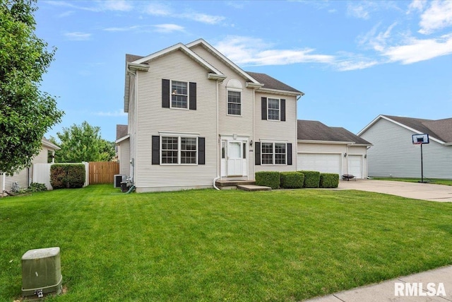 4108 Newtonmore Dr, Springfield, IL 62712 - view of front facade featuring a garage, concrete driveway, and central AC