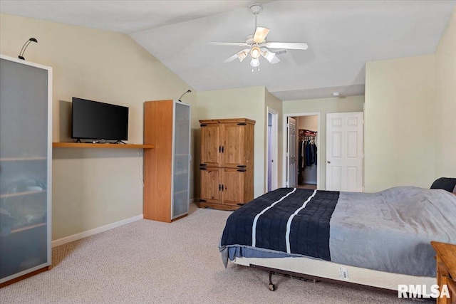 4108 Newtonmore Dr, Springfield, IL 62712 - bedroom with carpet flooring, baseboards, lofted ceiling, a spacious closet, and ceiling fan