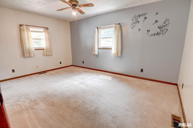 128 Macarthur Blvd, Pana, IL 62557 - empty room with plenty of natural light, ceiling fan, carpet flooring, and baseboards