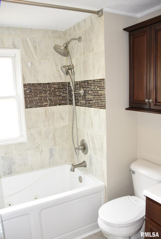 2531 Yale Blvd, Springfield, IL 62703 - bathroom featuring toilet, a combined bath / shower with jetted tub, and vanity