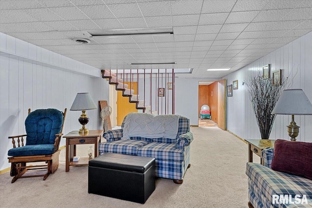 2054 Cambridge Rd, Springfield, IL 62704 - living room with carpet floors and stairway