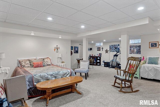 122 W Chapin St, Litchfield, IL 62056 - bedroom with carpet floors, recessed lighting, and a paneled ceiling