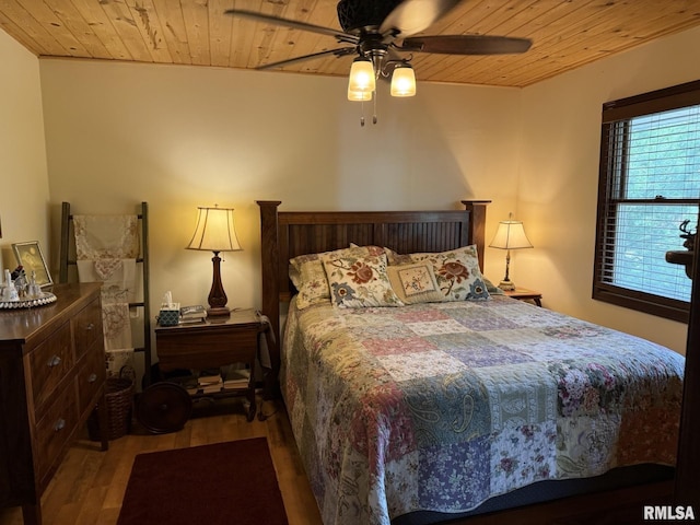 100 Fulton St, Oquawka, IL 61469 - bedroom featuring wood ceiling, wood finished floors, and a ceiling fan