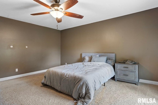 136 Lilac Ln, Chatham, IL 62629 - bedroom with light carpet, baseboards, and a ceiling fan