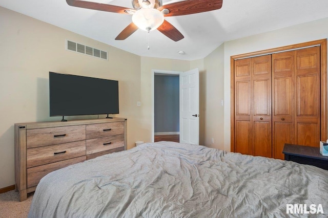 136 Lilac Ln, Chatham, IL 62629 - bedroom with a closet, ceiling fan, and baseboards
