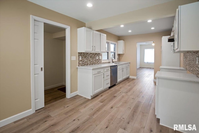 3024 Allis St, Springfield, IL 62703 - kitchen with stainless steel dishwasher, tasteful backsplash, baseboards, light countertops, and recessed lighting