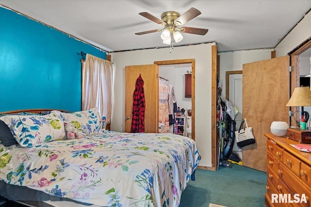 417 W Franklin St, Girard, IL 62640 - carpeted bedroom featuring a ceiling fan