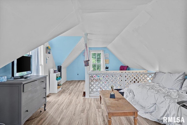 417 W Franklin St, Girard, IL 62640 - bedroom with wood finished floors and lofted ceiling