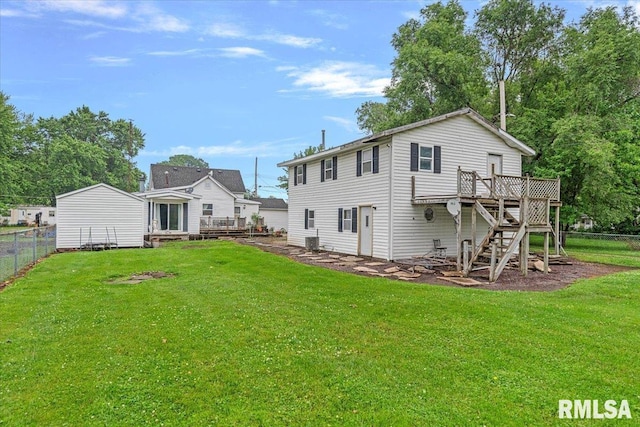 417 W Franklin St, Girard, IL 62640 - back of house featuring a wooden deck and stairs
