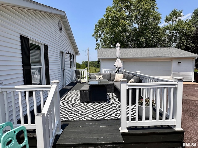 2900 Old State Rd, Alexander, IL 62601 - deck featuring an outdoor living space and a detached garage