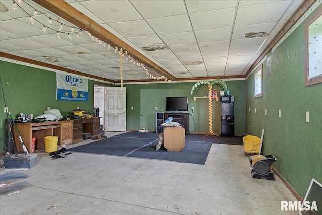 14455 E Dutch Henry Rd, Lewistown, IL 61542 - below grade area with a paneled ceiling and baseboards