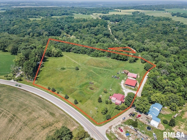 14455 E Dutch Henry Rd, Lewistown, IL 61542 - view of rural area with property boundaries highlighted and a forest