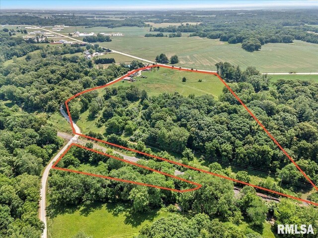 14455 E Dutch Henry Rd, Lewistown, IL 61542 - aerial overview of property's location featuring property parcel outlined